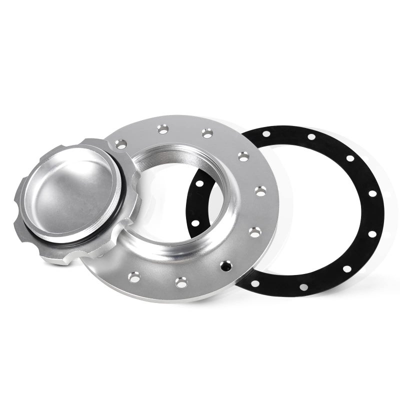 YIUIY Billet Aluminum Easy Fill Fuel Cell Cap with 12 Bolting Holes Cell Bung Silver - Image 3