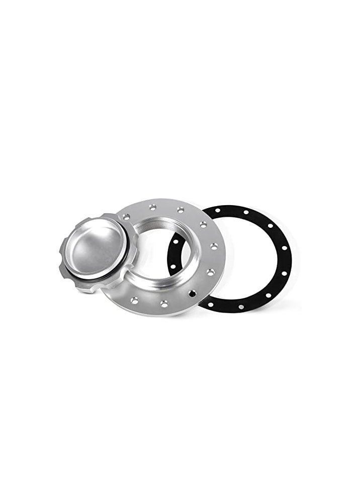 YIUIY Billet Aluminum Easy Fill Fuel Cell Cap with 12 Bolting Holes Cell Bung Silver - Image 1