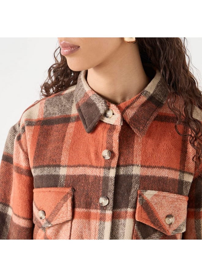 Lee Cooper - Lee Cooper Checked Shacket with Long Sleeves and Pockets - Image 1