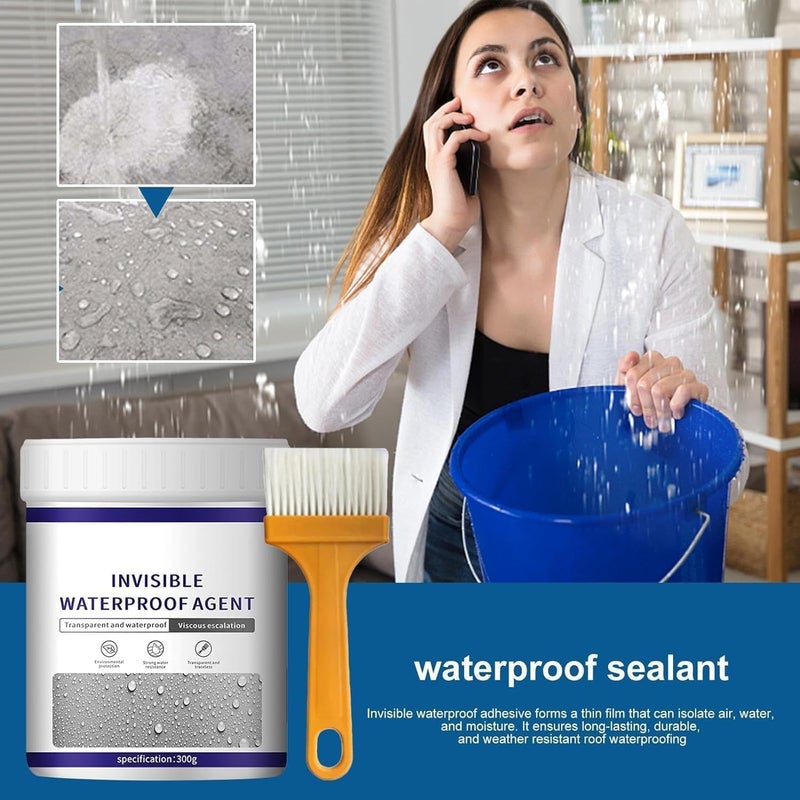 SWAMINE Transparent Waterproofing Glue with Brush for Roof Leakage, Crack Seal Water Leakage Solution Indoor Outdoor, Waterproof Adhesive Sealant for Bathroom Pipe Wall Tile Surface Window (PACK 2 / 600GM) - Image 2