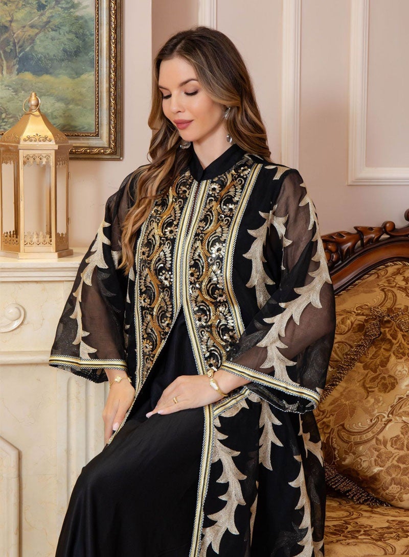 جيوان كنزة أبيك الذهبية المطرزة للنساء - فستان عيد الفطر التقليدي - Image 2