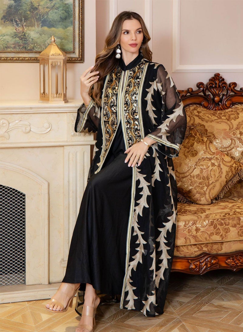 جيوان كنزة أبيك الذهبية المطرزة للنساء - فستان عيد الفطر التقليدي - Image 1