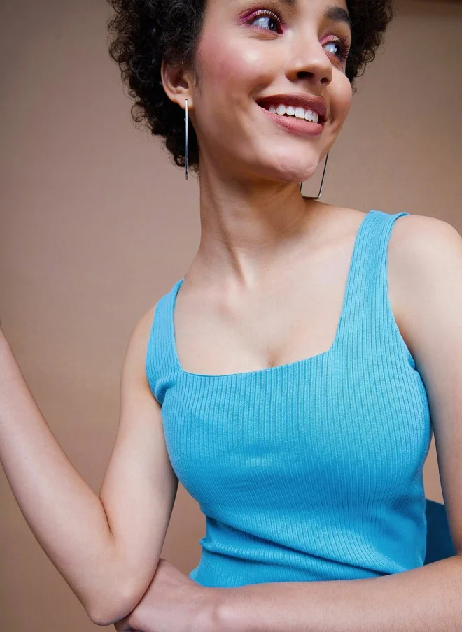 ساسافراس فستان أزرق فيروزي ضيق للنساء