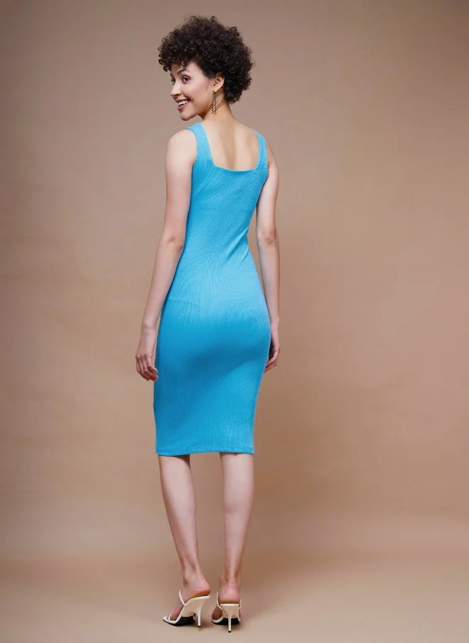 SASSAFRAS Turquoise Blue Bodycon Dress for Women