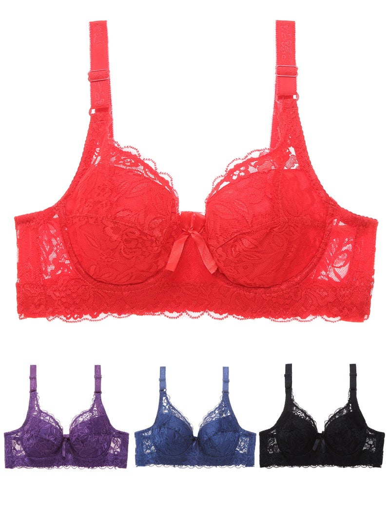 Women Lace Bra with Underwire Thin Padded Plus Size Bras - Image 5
