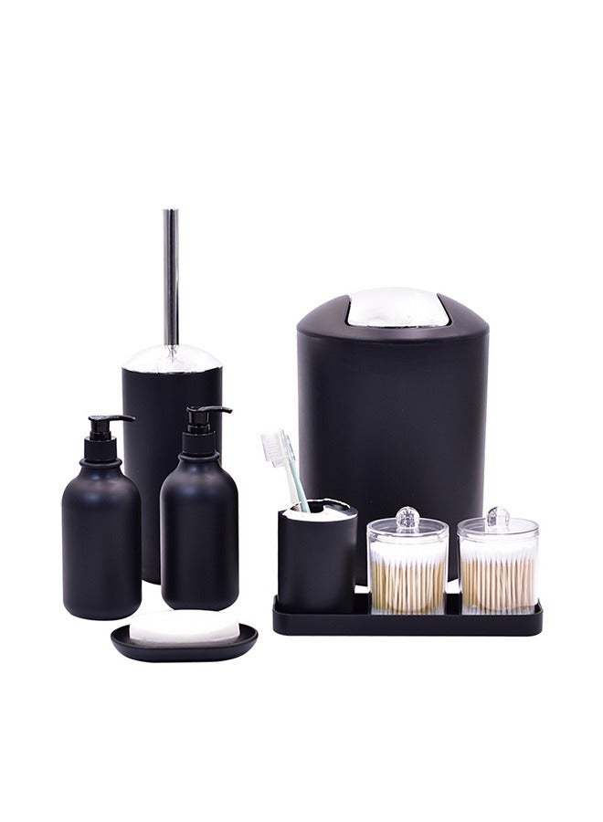طقم إكسسوارات الحمام مكون من 9 قطع أسود 19x19x28سنتيمتر