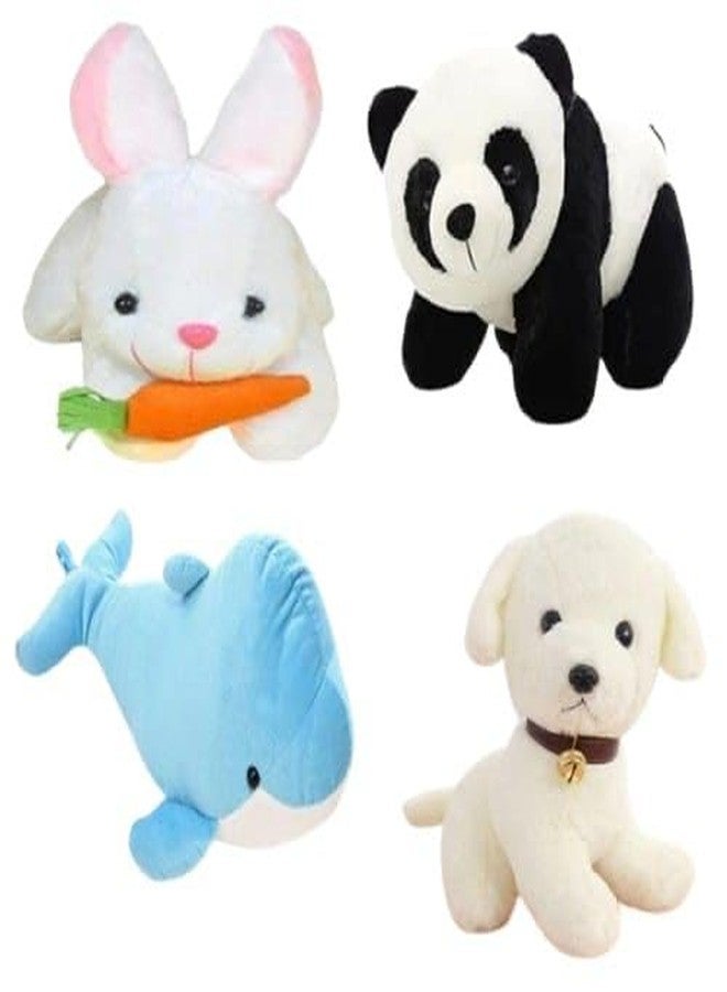 Future Shop Pack of 4 Elegant Soft Animals Stuffed Plush Fur Soft Toys Combo Set for Kids/Childrens/Boys/Girls Playing Birthday Gift Rabbit,Panda,Dolphine,Dog - Image 1