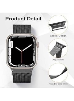 Generic Magnetic Stainless Steel Milanese Loop Band for Apple Watch | Compatible with 38mm 40mm 41mm | Stylish Mesh Wristband Replacement Strap (Black)  - Image 2