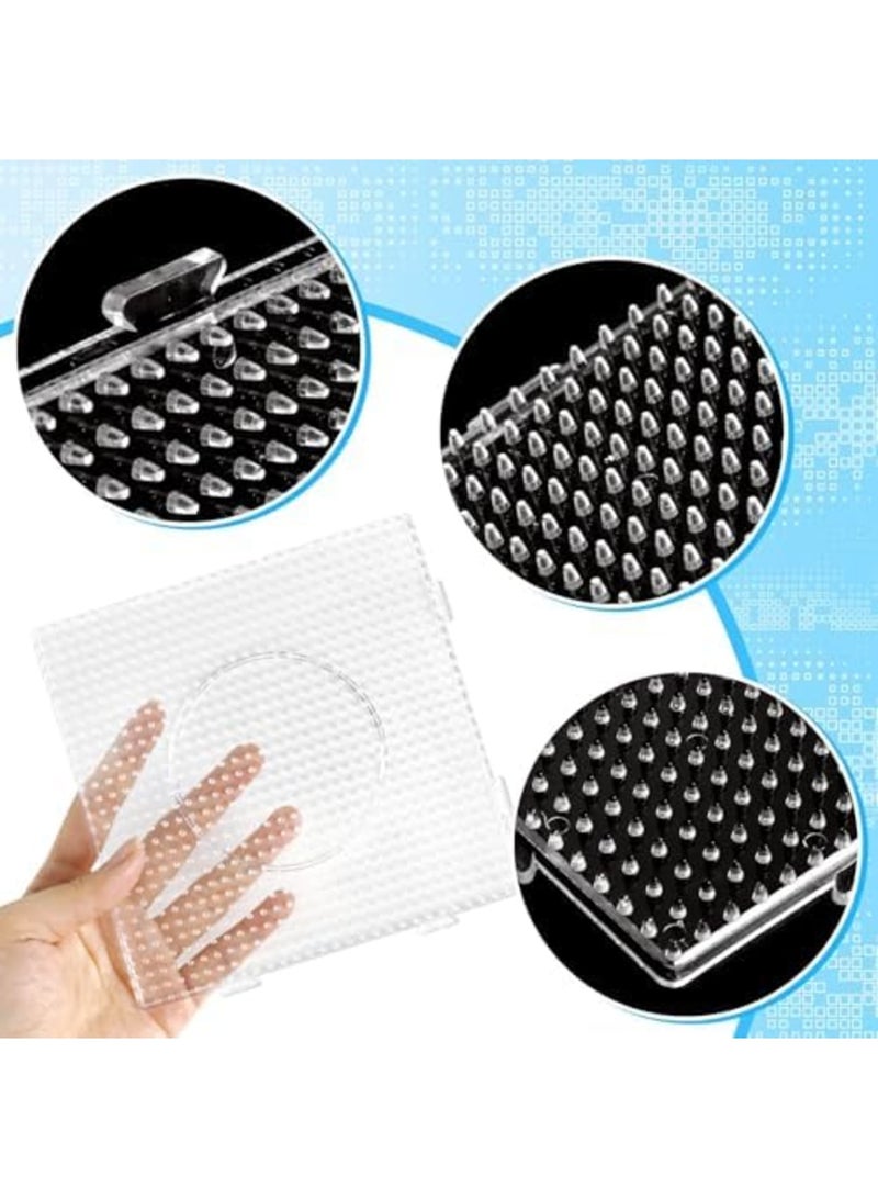 SYOSI 9Pcs 5mm Large Square Fuse Bead Boards with 2 Tweezers and 9 Ironing Papers, Clear Plastic Beads Pegboards for DIY Craft Projects, Ideal Gift Set for Children and Adults Creative Bead Art Activities - Image 2