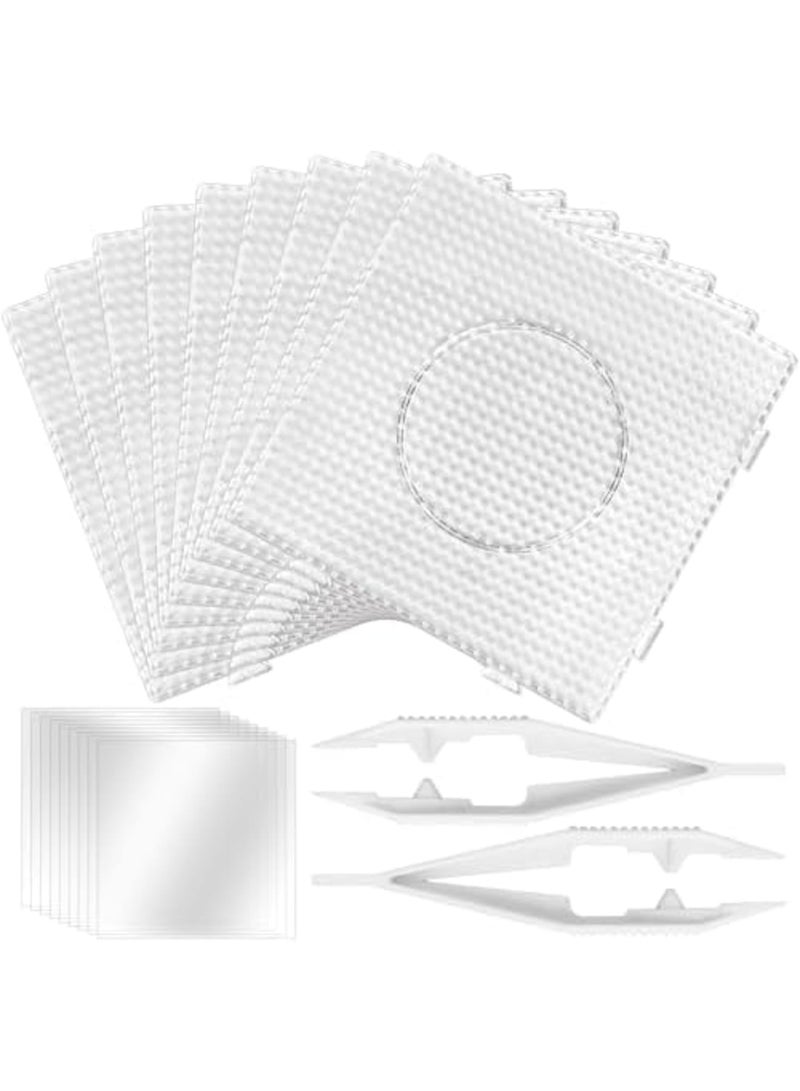 SYOSI 9Pcs 5mm Large Square Fuse Bead Boards with 2 Tweezers and 9 Ironing Papers, Clear Plastic Beads Pegboards for DIY Craft Projects, Ideal Gift Set for Children and Adults Creative Bead Art Activities - Image 1