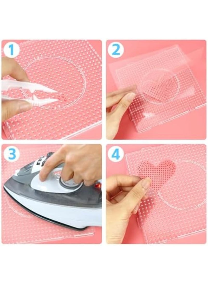 SYOSI 9Pcs 5mm Large Square Fuse Bead Boards with 2 Tweezers and 9 Ironing Papers, Clear Plastic Beads Pegboards for DIY Craft Projects, Ideal Gift Set for Children and Adults Creative Bead Art Activities - Image 4