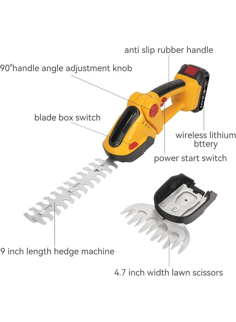 Generic Cordless Handheld Hedge Trimmer with Lithium Battery, Mini Electric Hedge Shears & Lawn Mower, Dual-Function Grass and Branch Trimmer, 9-Inch Hedge Blade & 4.7-Inch Lawn Shear, IP67 Waterproof, Durable ABS Shell, Anti-Slip Handle, UK Plug  - Image 2