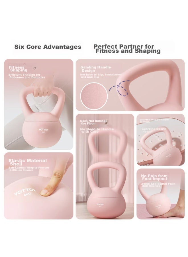Yottoy Lifting Soft Kettlebell, Women's Lifting Dumbbell Lifting Squat Strength, Home Fitness Training Equipment, 3kg - Miansee Pink - Image 2
