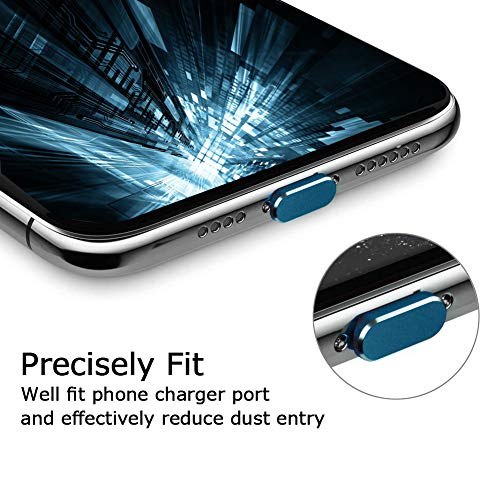 VIWIEU Metal Anti Dust Plug Compatible with iPhone 14 13 12 11 X XS XR 8 7 SE Mini Plus Pro Max iPad AirPods, 2 Pack Lightning Charging Port Cover Phone Charm Protectors with Holder Box (Paficic Blue) - Image 5