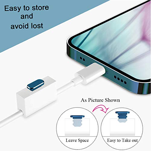 VIWIEU Metal Anti Dust Plug Compatible with iPhone 14 13 12 11 X XS XR 8 7 SE Mini Plus Pro Max iPad AirPods, 2 Pack Lightning Charging Port Cover Phone Charm Protectors with Holder Box (Paficic Blue) - Image 4