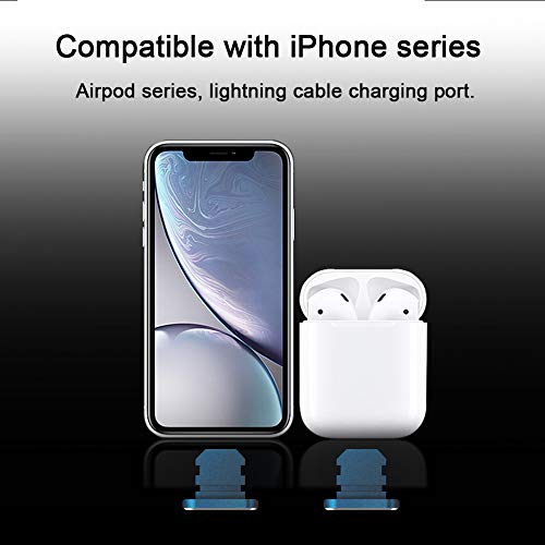 VIWIEU Metal Anti Dust Plug Compatible with iPhone 14 13 12 11 X XS XR 8 7 SE Mini Plus Pro Max iPad AirPods, 2 Pack Lightning Charging Port Cover Phone Charm Protectors with Holder Box (Paficic Blue) - Image 3
