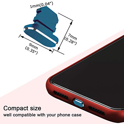 VIWIEU Metal Anti Dust Plug Compatible with iPhone 14 13 12 11 X XS XR 8 7 SE Mini Plus Pro Max iPad AirPods, 2 Pack Lightning Charging Port Cover Phone Charm Protectors with Holder Box (Paficic Blue) - Image 2