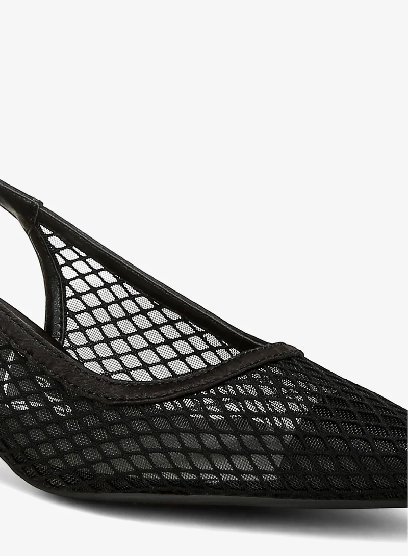 London Rag  Mesh Pin Buckle Pointed Mules in Black for Women | Best Price UAE