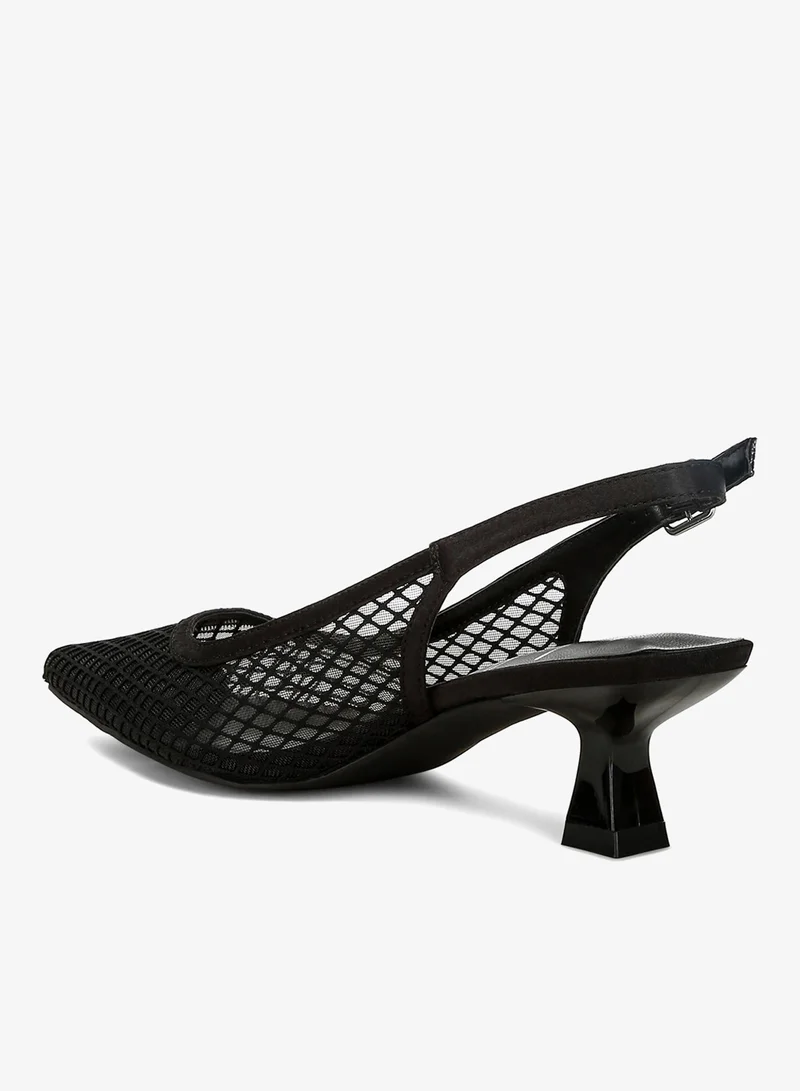 London Rag  Mesh Pin Buckle Pointed Mules in Black for Women | Best Price UAE