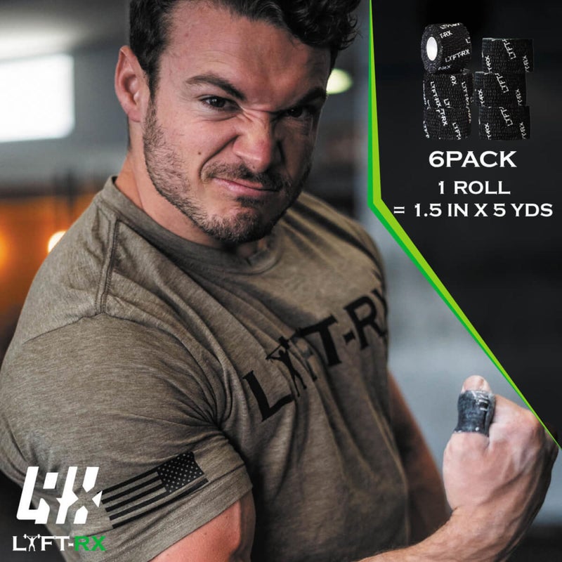 LYFT-RX Weightlifting Hook Grip Tape w/Premium Adhesive for Olympic Weight Lift, Cross Fitness, Lifting, Stretch Fit Athletic Finger Wrap, Protects Thumb Fingers, Size1.5in Black 3-Rolls - Image 4