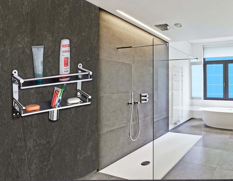 HANDY Heavy Duty Stainless Steel Bathroom Shelf, 1 Layer Bathroom Accessories Shelves with Towel Bar Wall Mounted, Shower Storage 16 X 5 X 9 inches, Silver Finish Stainless Steel - Image 4