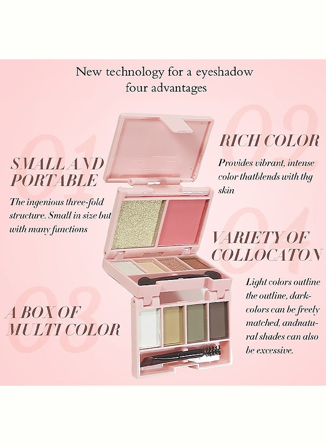 SAM SUGAR 10 Colors Multi-Function Makeup Palette, 10 Shades Eyeshadow Blush Highlighter Bronzer Brow Powder Set, Matte & Shimmer, Travel Size, #02 - Image 4
