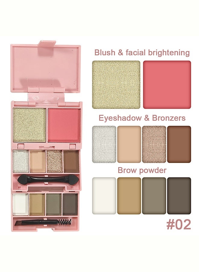 SAM SUGAR 10 Colors Multi-Function Makeup Palette, 10 Shades Eyeshadow Blush Highlighter Bronzer Brow Powder Set, Matte & Shimmer, Travel Size, #02 - Image 2