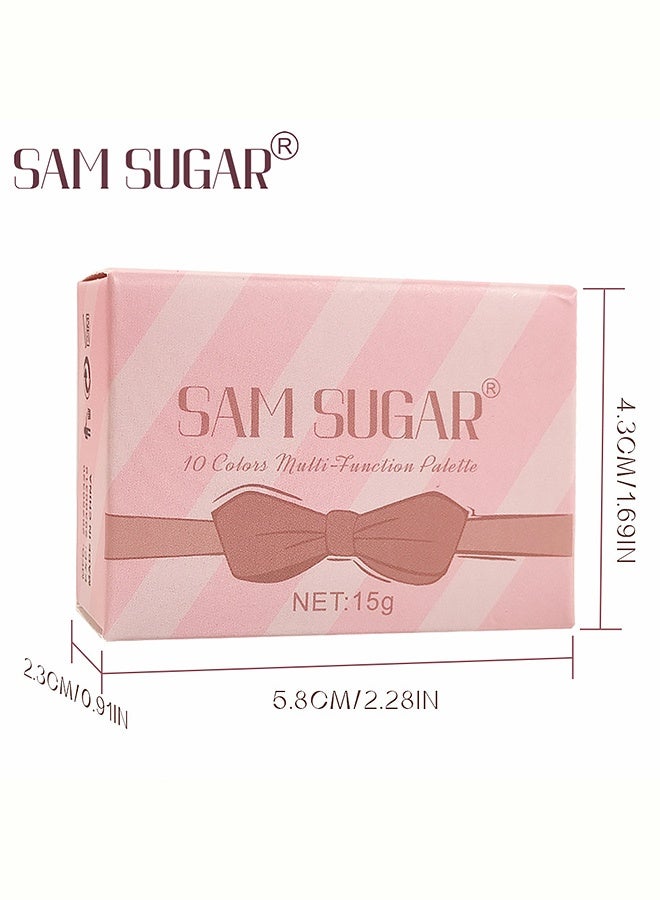 SAM SUGAR 10 Colors Multi-Function Makeup Palette, 10 Shades Eyeshadow Blush Highlighter Bronzer Brow Powder Set, Matte & Shimmer, Travel Size, #02 - Image 5