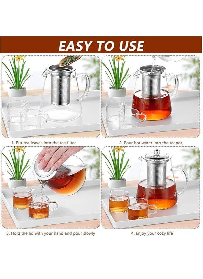 Clear Glass Teapot with Infuser, Round Shape Infuser Tea Pot, Heat-Resistant Borosilicate Glass Strainer Teapot, Stovetop Safe Tea Maker（550ML)