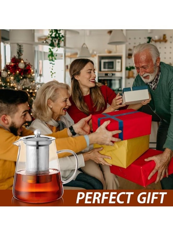 Clear Glass Teapot with Infuser, Round Shape Infuser Tea Pot, Heat-Resistant Borosilicate Glass Strainer Teapot, Stovetop Safe Tea Maker（550ML)