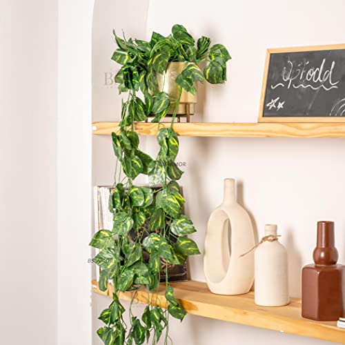 BS AMOR Artificial Creeper Money Plant Leaf Garland | Wall Hanging | Speacial Ocassion Decoration | Home Decor Party | Office Festival Theme Decorative Length 6 Feet Pack Strings (24) - Image 2