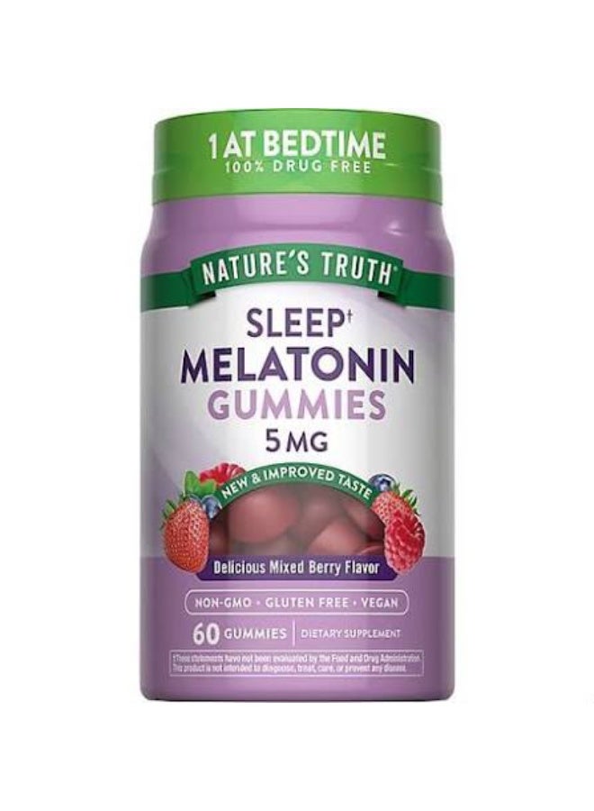 Nature's Truth Melatonin Gummies Mixed Berry Flavor | Vegan, Non-GMO & Gluten Free Supplement 5mg | 60 Count - Image 1