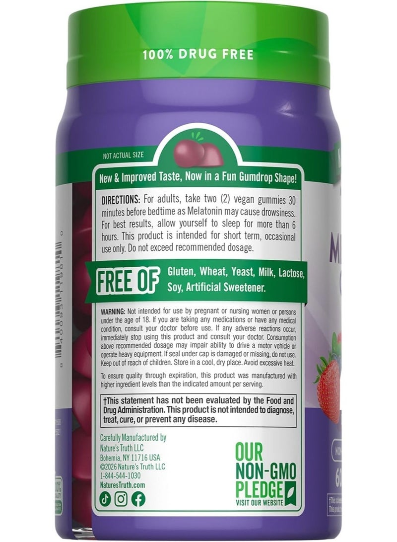 Nature's Truth Melatonin Gummies Mixed Berry Flavor | Vegan, Non-GMO & Gluten Free Supplement 5mg | 60 Count - Image 2
