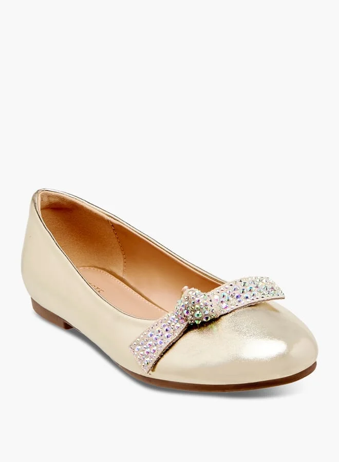 سيليست أحذية باليرينا نسائية سهلة الارتداء بتفاصيل فيونكة مرصعة