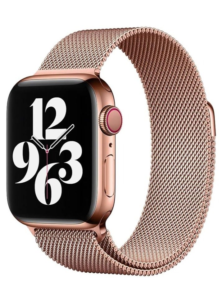 ACLIX Stainless Strap Steel Loop Compatible with Apple Watch Band 38mm 40mm 41mm 42mm 44mm 45mm 46mm 49mm, Magnetic Clasp Band for iWatch Series 10, 9,SE, 8 7 6 5 4 3 2 1,Ultra, Women & Men, (Rose Gold) - Image 1