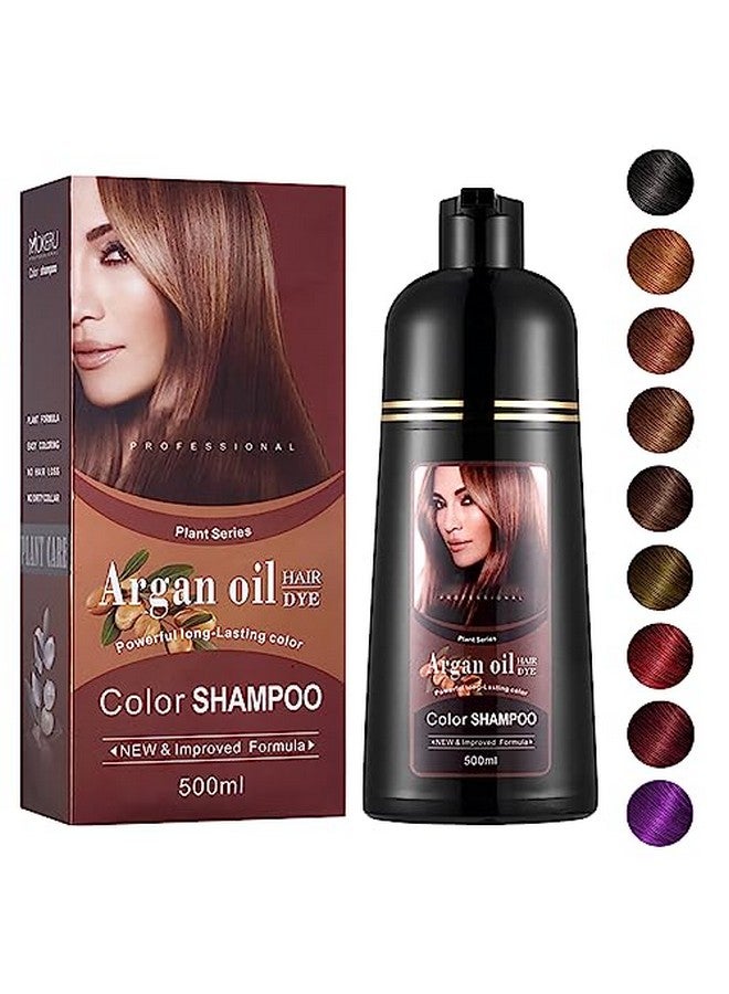 Agthyuve Light Brown Hair Dye 16.9 Fl Oz Argan Oil Light Brown Hair Shampoo 3 In 1 Hair Dye Shampoo Easy To Use Semipermanent Hair Color Shampoo (Light Brown) - Image 1