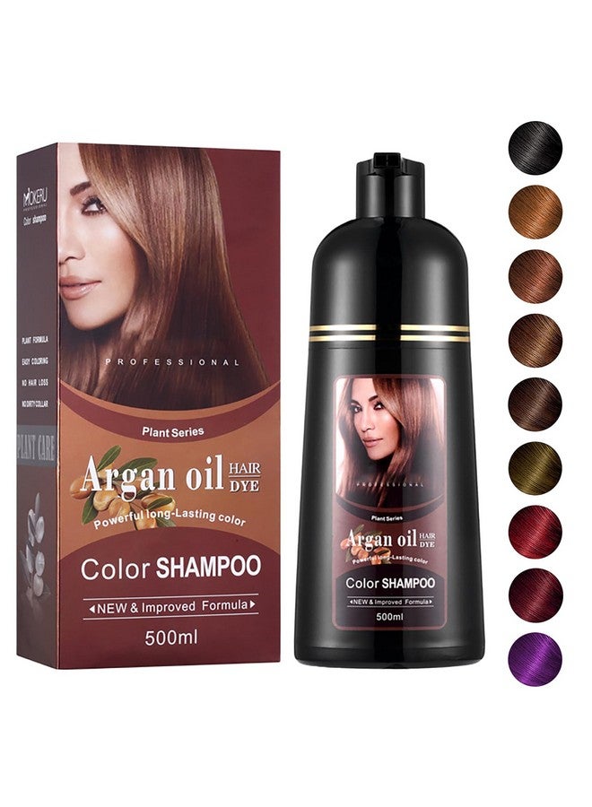 Agthyuve Light Brown Hair Dye 16.9 Fl Oz Argan Oil Light Brown Hair Shampoo 3 In 1 Hair Dye Shampoo Easy To Use Semipermanent Hair Color Shampoo (Light Brown) - Image 2