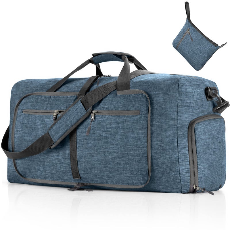 Vomgomfom Travel Duffle Bag for Men,65L Foldable Travel Duffel Bag with Shoes Compartment Overnight Bag for Men Women,Blue - Image 1