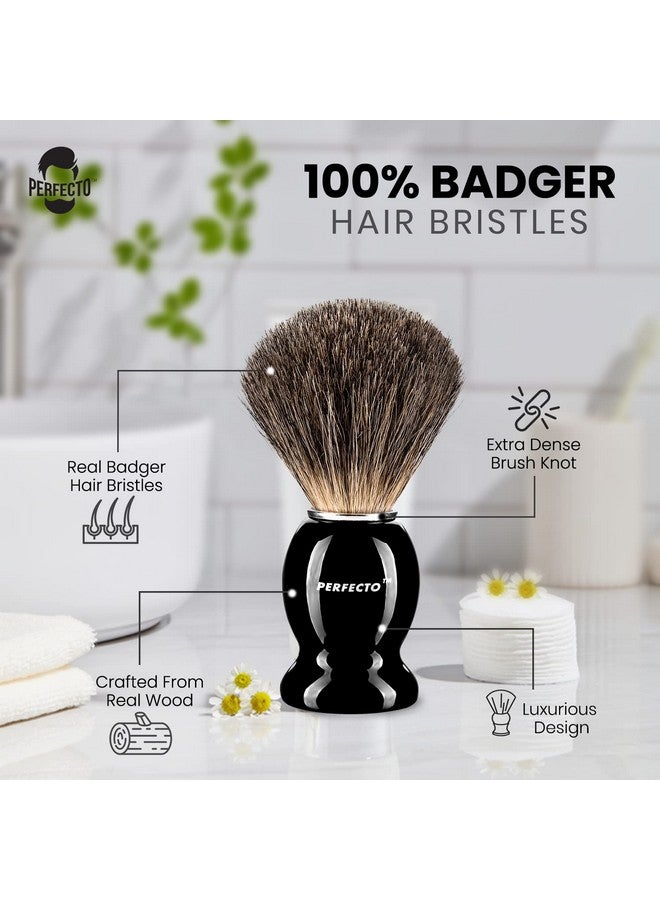 Perfecto 100% Pure Badger Shaving Brush-Black Handle- Engineered For The Best Shave Of Your Life. For, Safety Razor, Double Edge Razor, Straight Razor Or Shaving Razor, Its The Best Badger Brush.  - Image 2