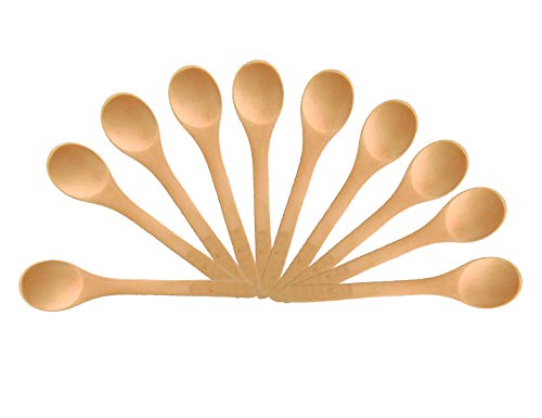 FOYARA Small Wooden Salt Spoon Solid Wood Condiments Spoon Handmade Honey Teaspoon 5 inch - Set of 10 - Image 1
