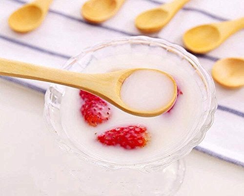 FOYARA Small Wooden Salt Spoon Solid Wood Condiments Spoon Handmade Honey Teaspoon 5 inch - Set of 10 - Image 4