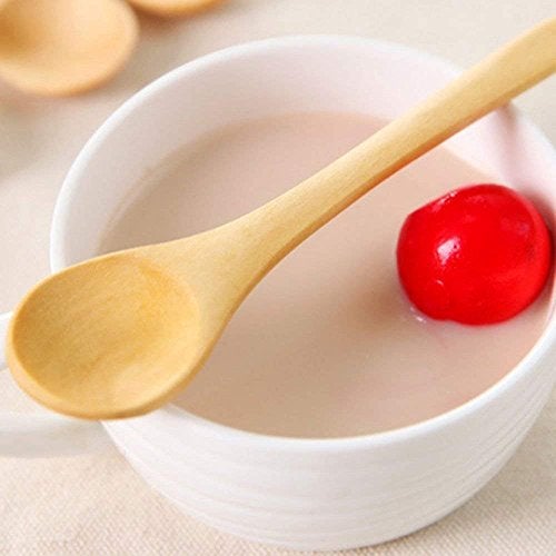 FOYARA Small Wooden Salt Spoon Solid Wood Condiments Spoon Handmade Honey Teaspoon 5 inch - Set of 10 - Image 3