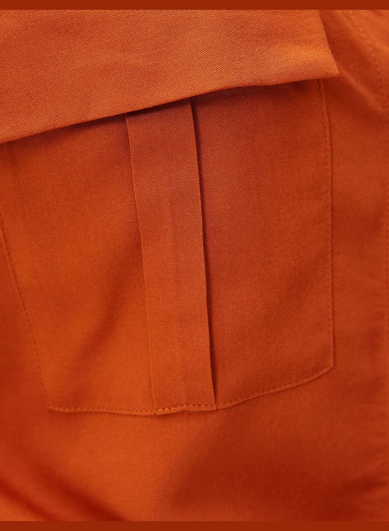 كوتون Tie Detail Short Sleeve Viscose Crop Shirt