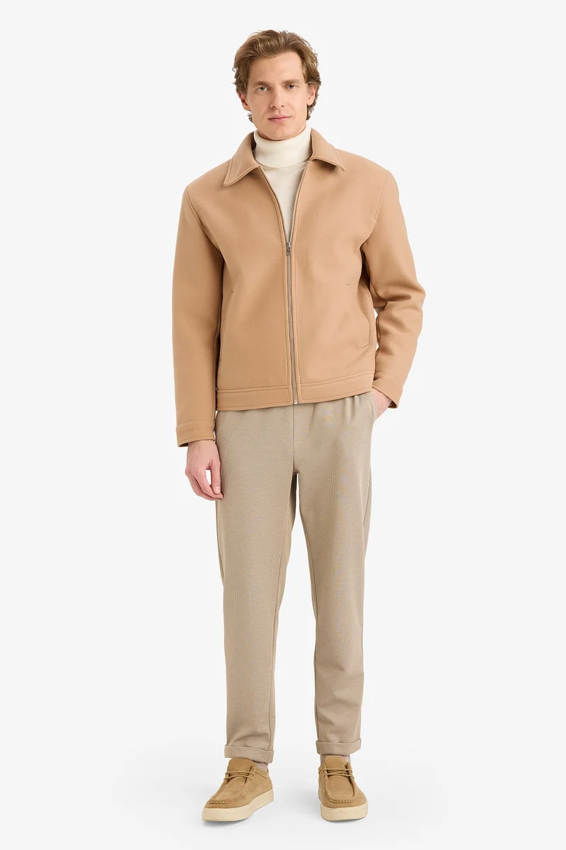 ديفاكتو Regular Fit Shirt Collar Zip-Up Jacket