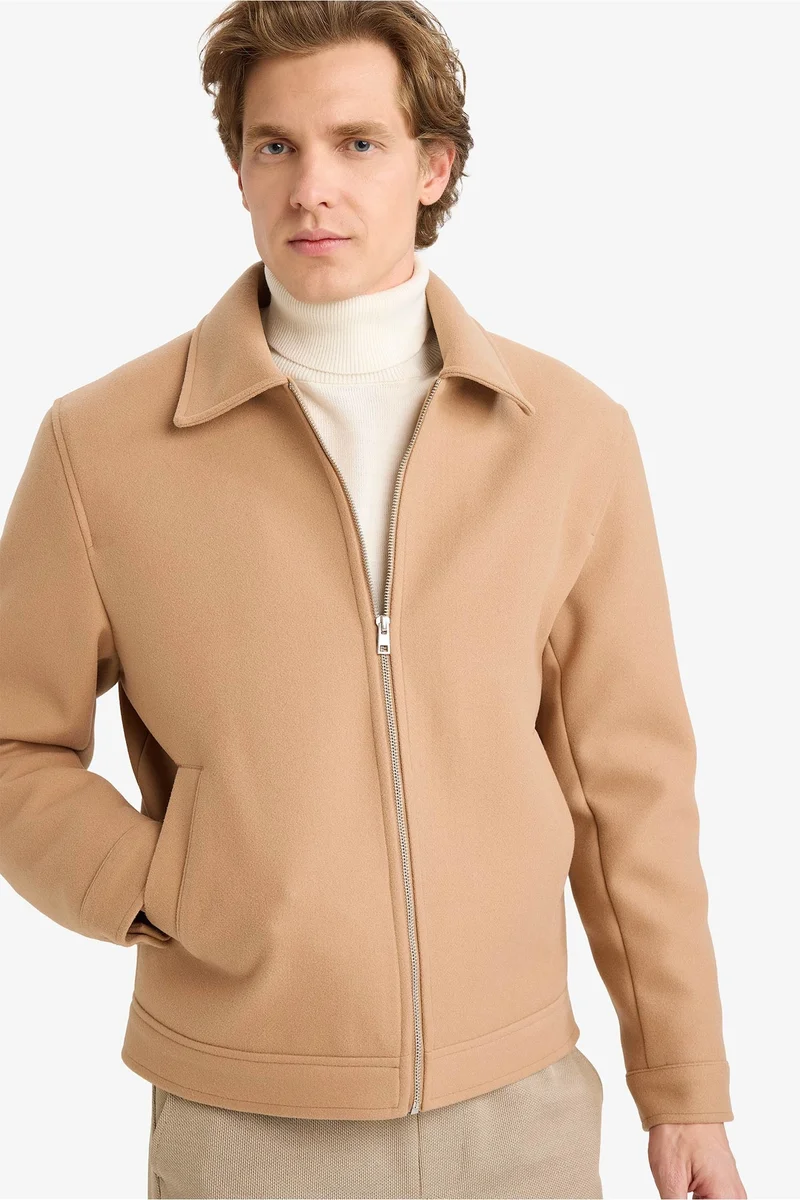 ديفاكتو Regular Fit Shirt Collar Zip-Up Jacket