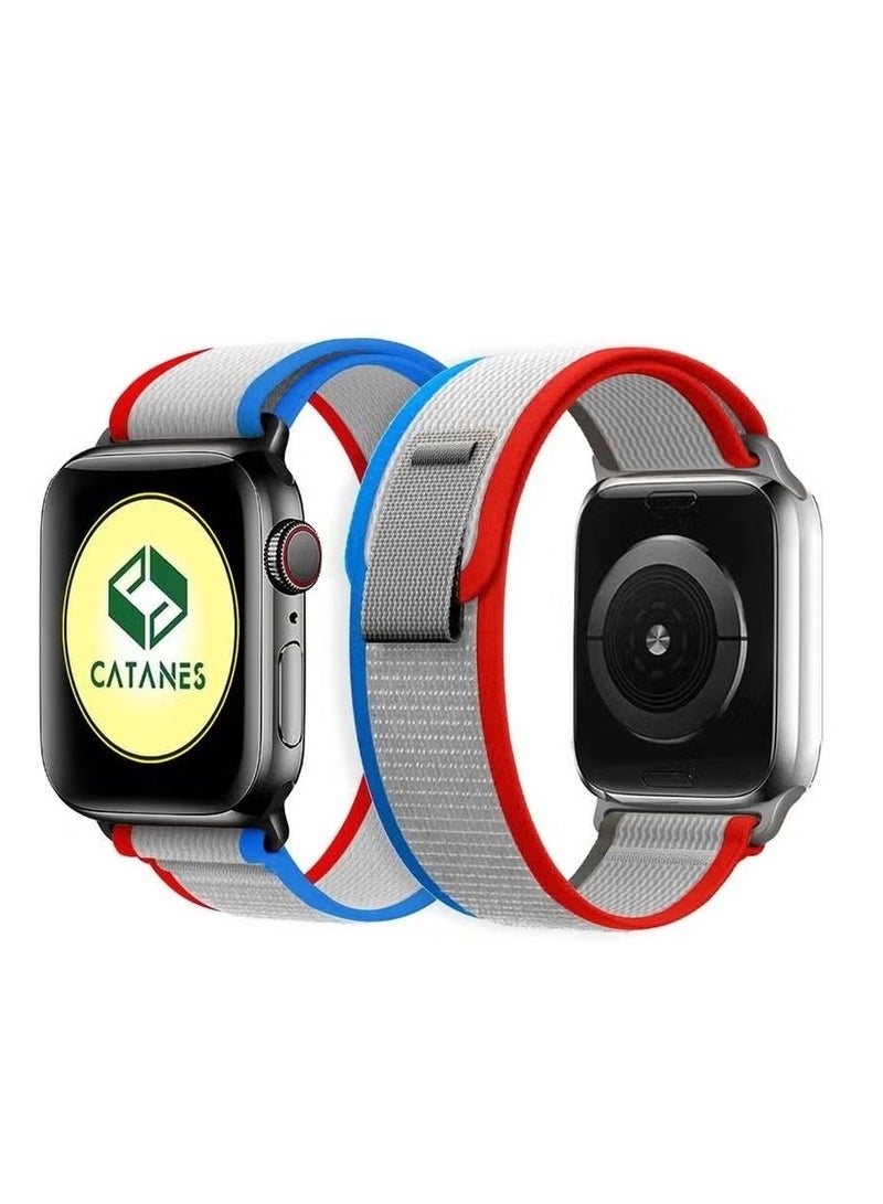 vesus Apple Watch Trail Band 38mm 40mm 41mm Nylon Woven Sport Strap for iWatch Series Ultra/8/7/SE/6/5/4/3/2/7 Red Blue