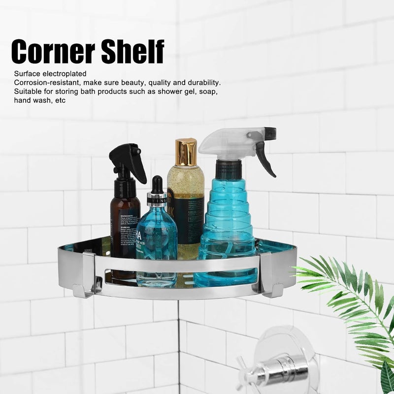 304 Stainless Steel Hollow Triangular Corner Shelf, Bathroom Storage Rack, Shampoo Organizer with Hooks and Screws, Wall Mounted Space Saving Shelf for Bathroom, Kitchen, Toilet - Image 4