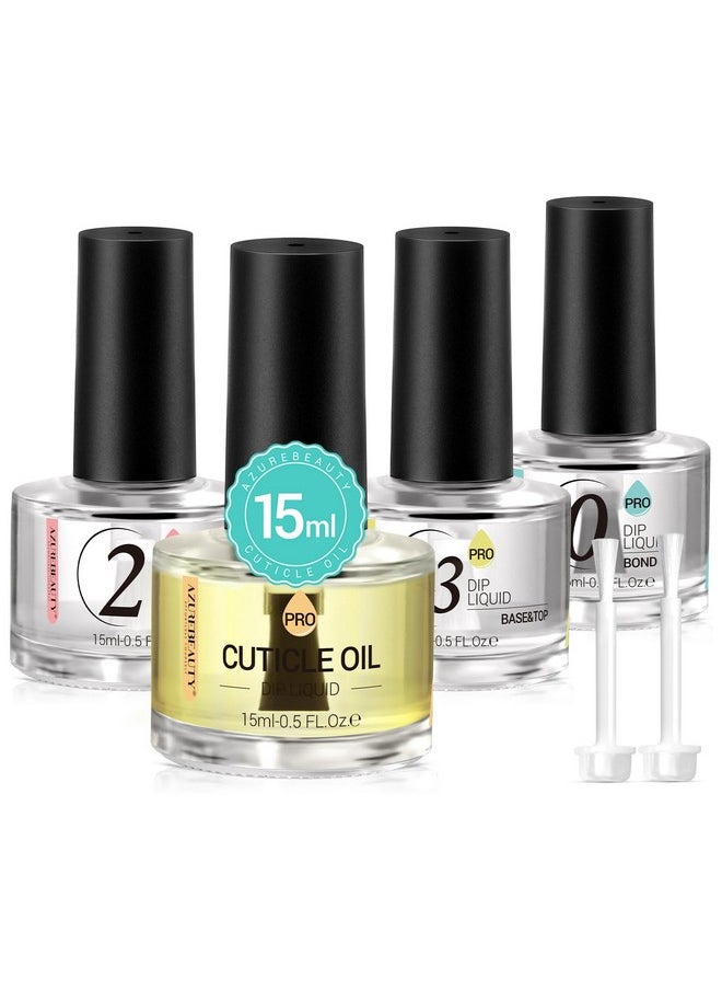 AZUREBEAUTY Dip Powder Liquid Set 15Ml0.5Oz Nail Repair Cuticle Oil Dip Powder Base Top Coat With Activator Bond Cuticle Care For Dipping Powder Nail Kit No Need Nail Lamp  - Image 1