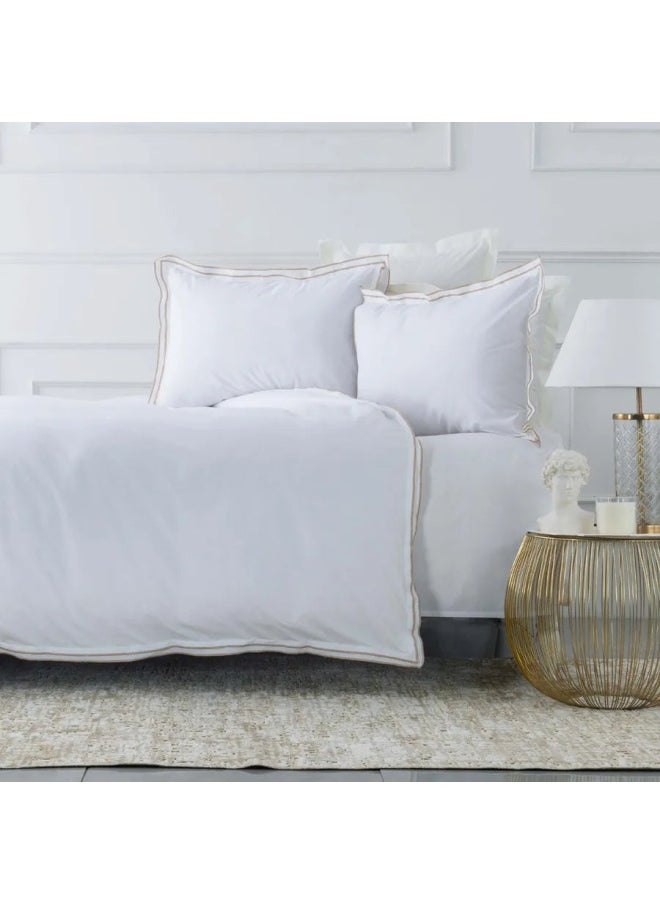 ebarza Home White Collection Victorie Beige Piccolo Percale Double Duvet Cover Set 200.20.01.0106  - Image 1