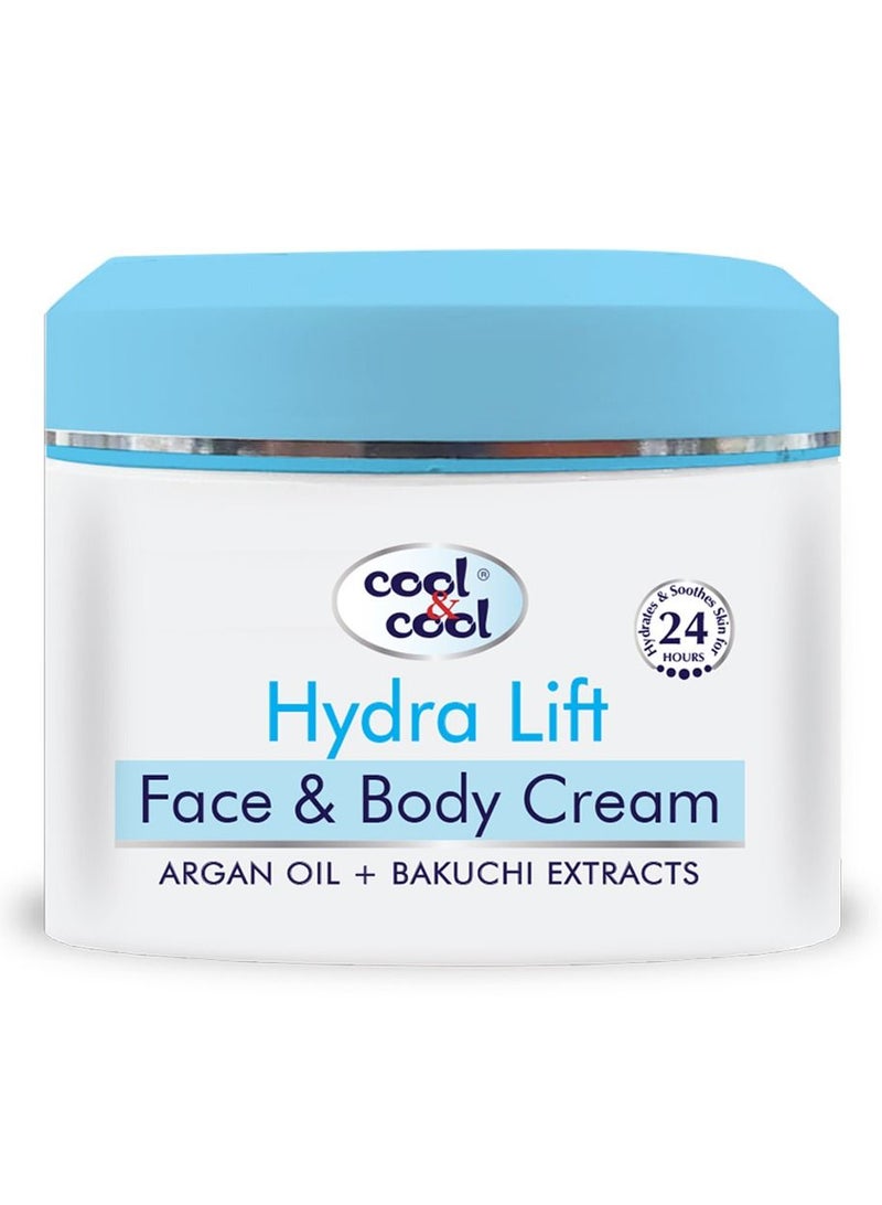 كول اند كول كريم هيدرا ليفت للجسم 150 مل، مع زيت الأرغان ومستخلصات الباكوتشي، للبشرة العادية إلى المختلطة، ترطيب لمدة 24 ساعة